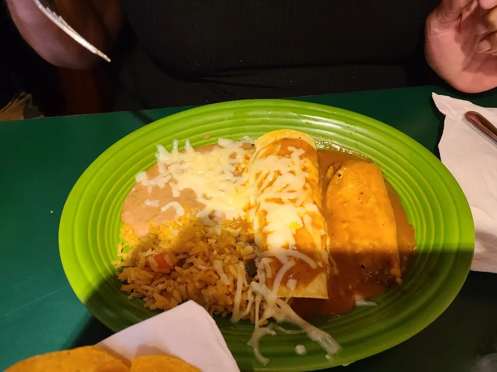 Rice and Beans Two Chicken Flautas